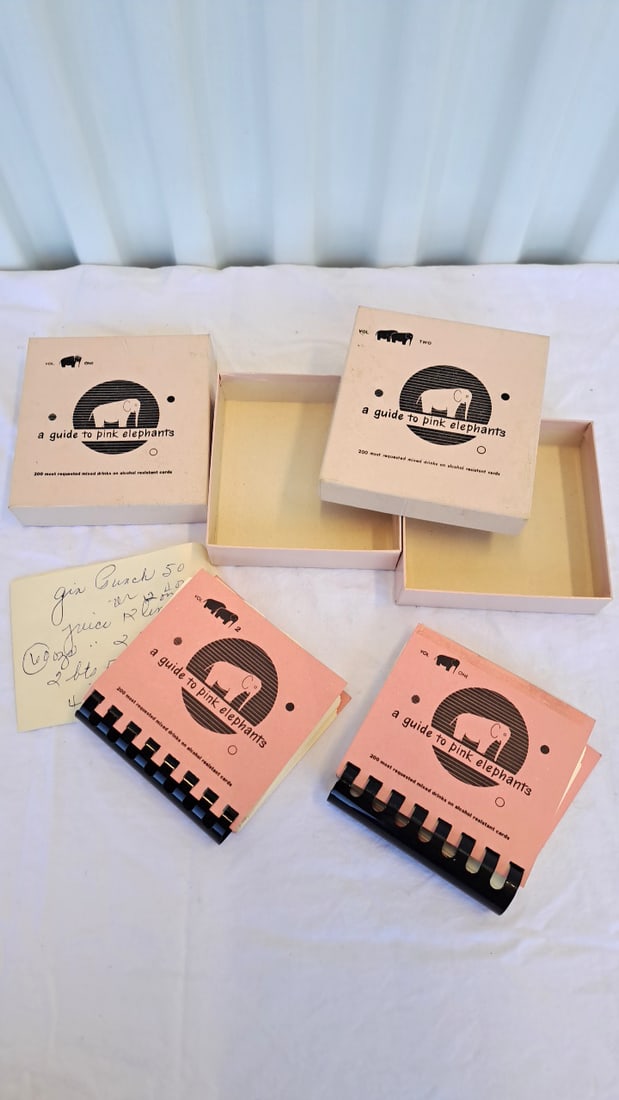 Richards Rosen A Guide To Pink Elephants Vol. 1 & 2 Mixed Drink Recipe Card Books Boxed Set - 3