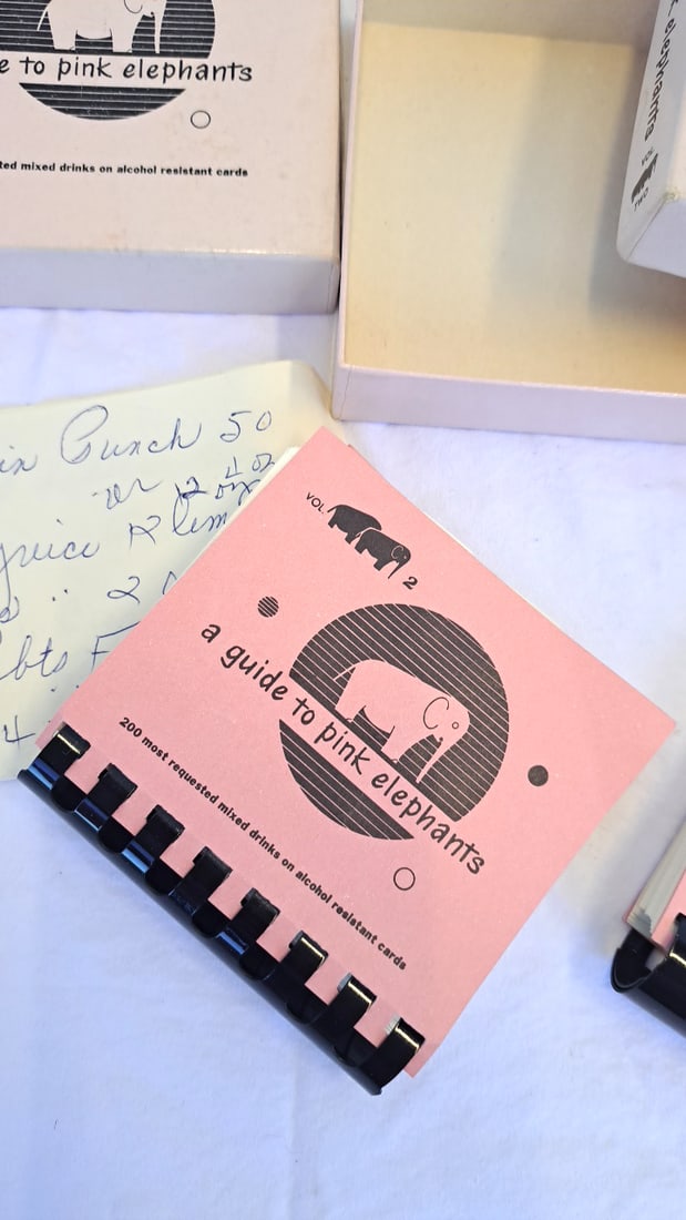 Richards Rosen A Guide To Pink Elephants Vol. 1 & 2 Mixed Drink Recipe Card Books Boxed Set - 4