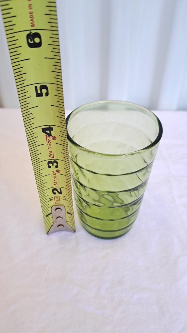Anchor Hocking Jubilee Avocado Ribbed Stackable Glass Tumblers 29 - 3