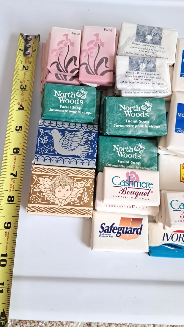 70 Assorted Hotel Brand Soap Bars Lot Motel 6, North Woods, Cashmere Bouquet, Safeguard, Dial - 7
