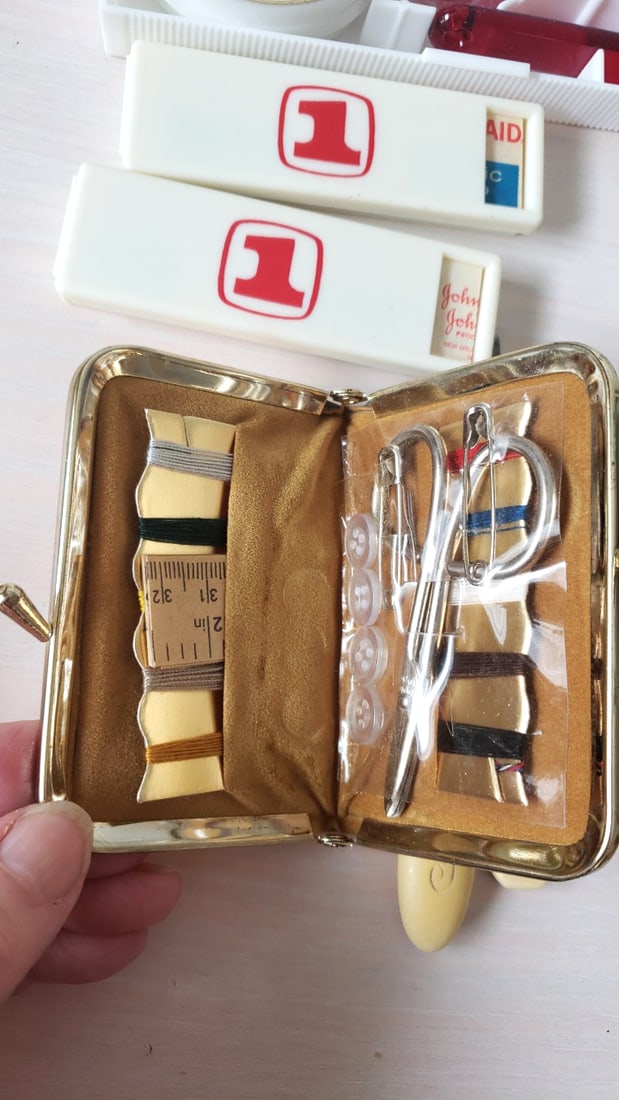 Vintage Vanity & Makeup Lot: Revlon Compact, Colgate Dental Kit, Mirrors & Combs - 4