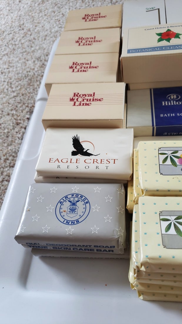55 Vintage Hotel Travel Soap Bar Lot Royal Cruise Line Hilton Holiday Inn Safeguard Ivory - 3