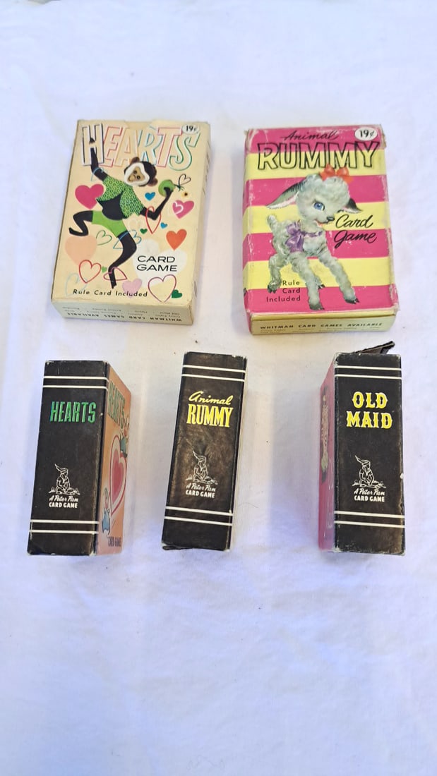 Whitman & Peter Pan Card Games Lot Of 5: Hearts, Animal Rummy, Old Maid - 3
