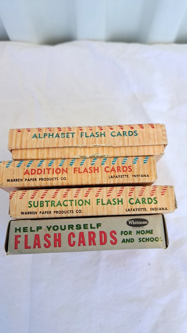 Vintage Whitman Warren Paper Products Built-rite Flash Cards Lot Alphabet Addition Subtraction Mu... - 3