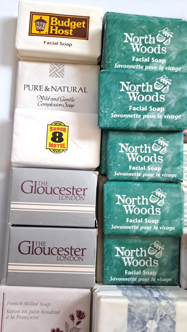 70 Mixed Hotel Motel Facial Soap Bars Lot North Woods Dial Cashmere Bouquet Motel 6 Travelodge Mi... - 2