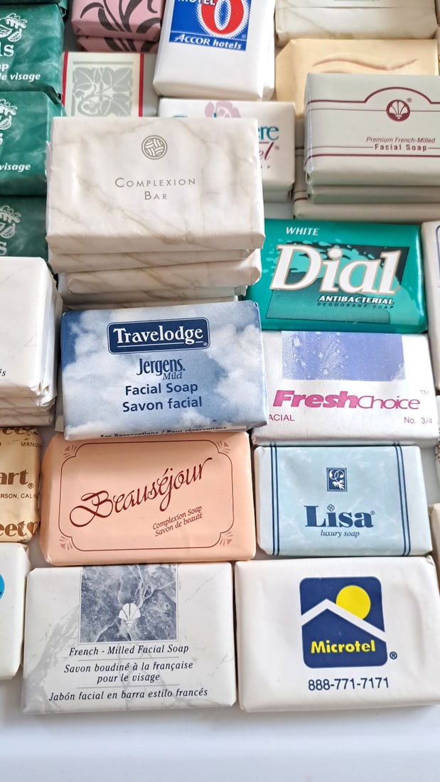 70 Mixed Hotel Motel Facial Soap Bars Lot North Woods Dial Cashmere Bouquet Motel 6 Travelodge Mi... - 4