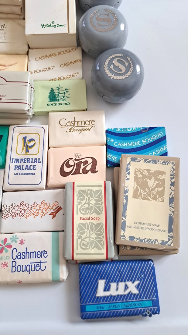 70 Mixed Hotel Motel Facial Soap Bars Lot North Woods Dial Cashmere Bouquet Motel 6 Travelodge Mi... - 7