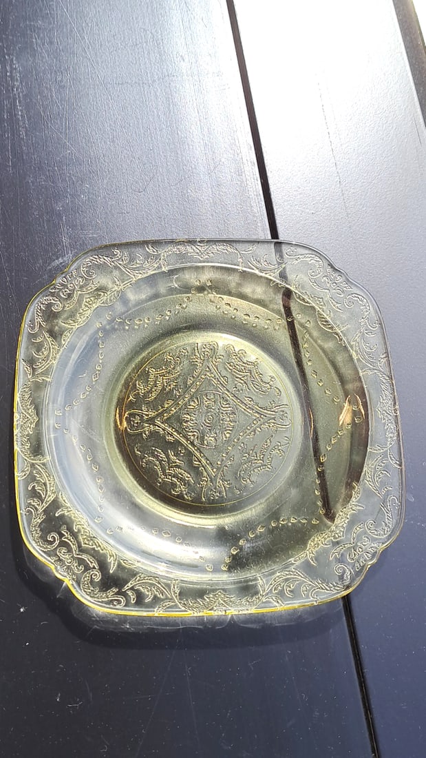 8 Madrid Amber Depression Glass Square Salad Plates 6in - 4