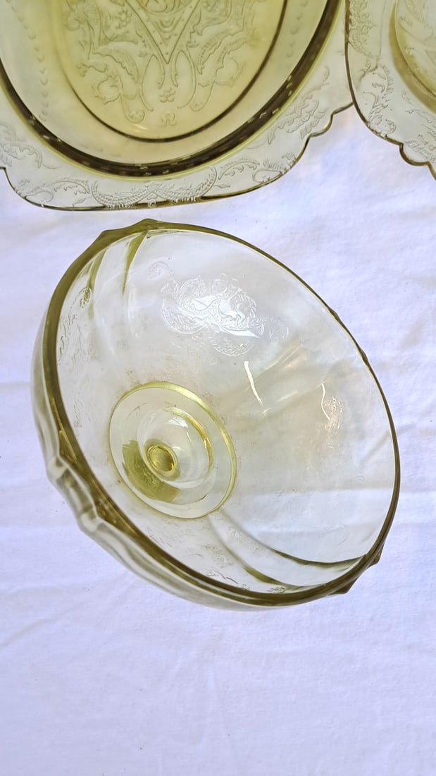 Amber Madrid Depression Glass Serving Dishes And Others - 3