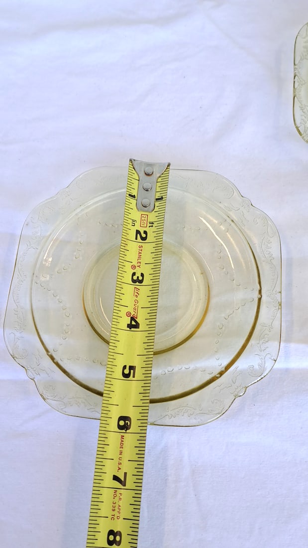 Amber Madrid Depression Glass 8 Saucers 4 Cups - 2