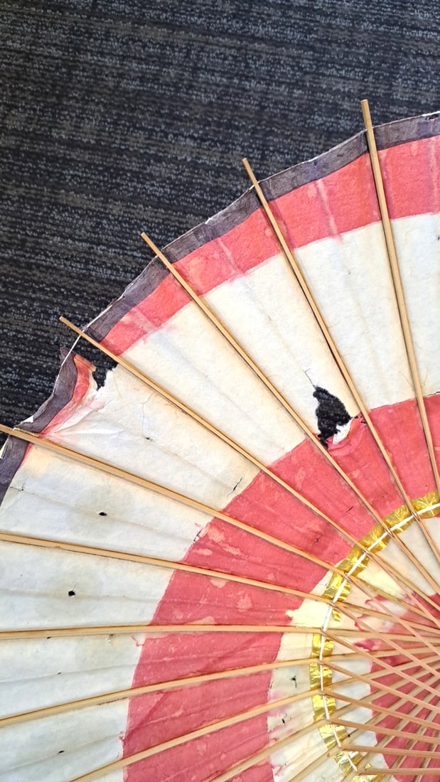 4 Bamboo Paper Parasol Umbrellas, Painted Designs - 8