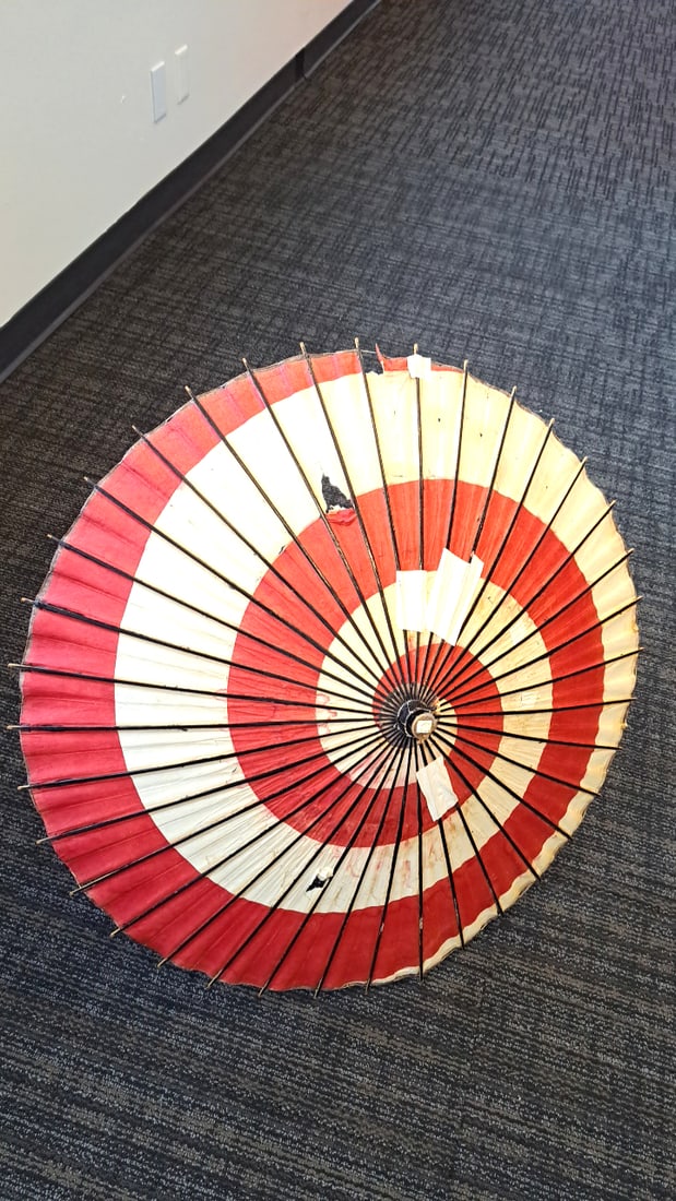 4 Bamboo Paper Parasol Umbrellas, Painted Designs - 9