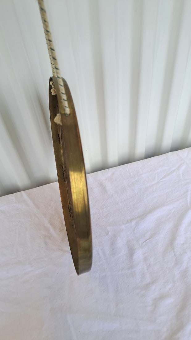 Brass Egyptian Revival Wall Hanging Tray Plaque With Rope Hanger, 10 In - 3