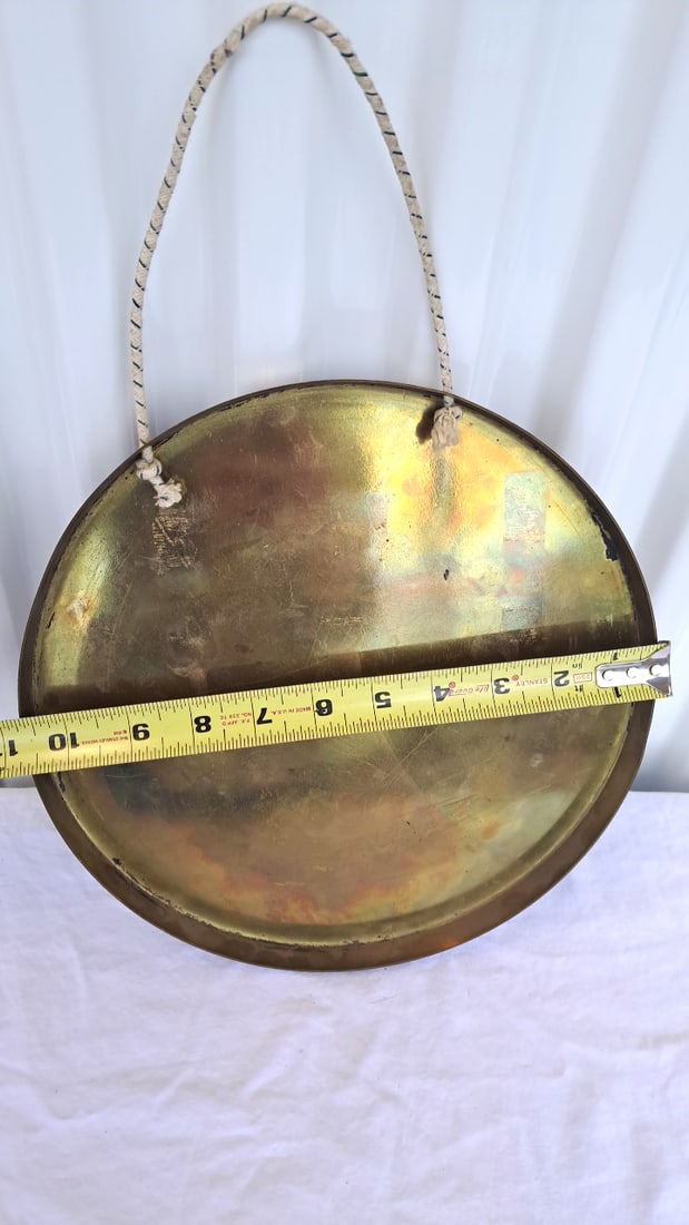 Brass Egyptian Revival Wall Hanging Tray Plaque With Rope Hanger, 10 In - 5