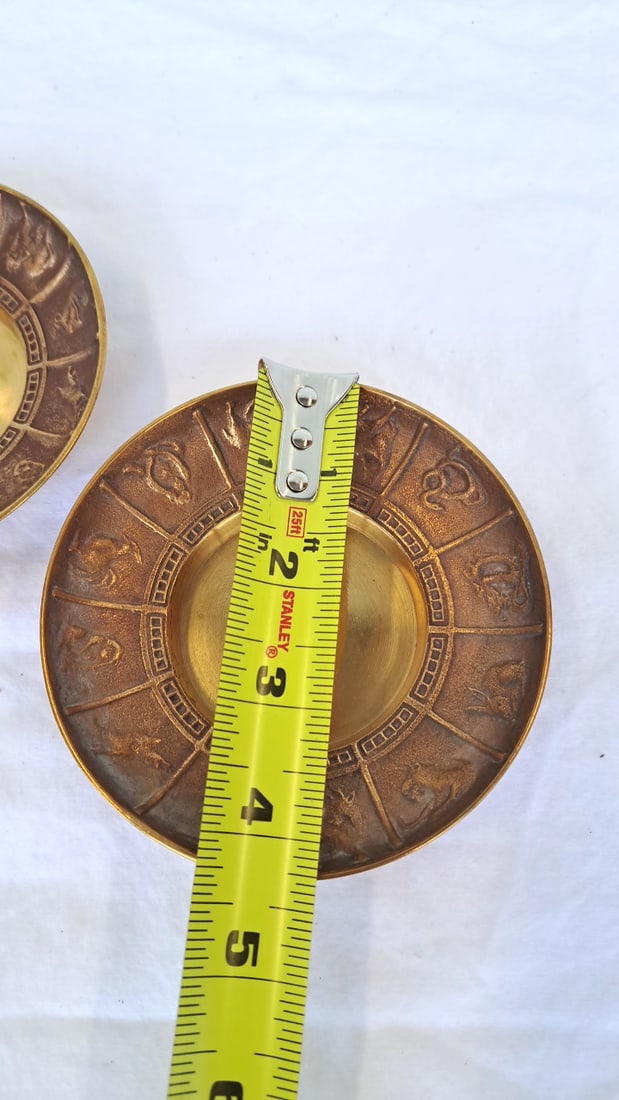 Pair Of Made In Korea Brass Zodiac Animal Decorative Bowls - 6
