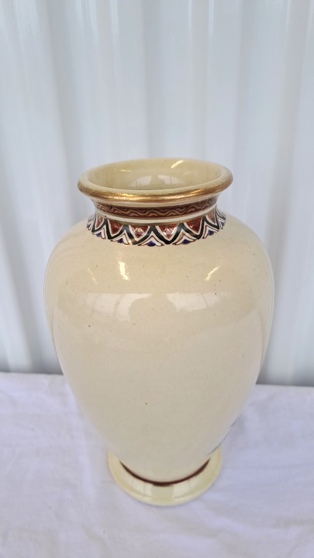 Hand Painted Ceramic Vase With Pheasant Bird And Floral Decoration Signed - 6