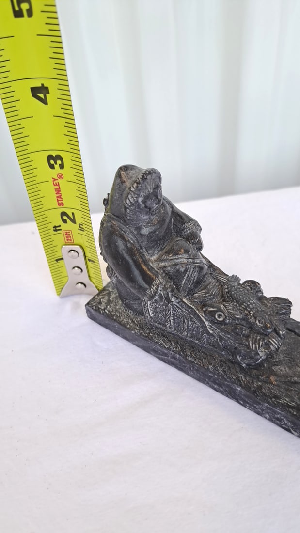 A Wolf Original Soapstone Eskimo With Dog Sled - 3