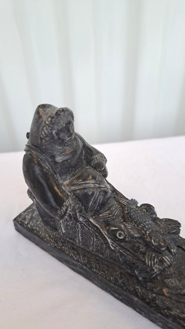 A Wolf Original Soapstone Eskimo With Dog Sled - 4