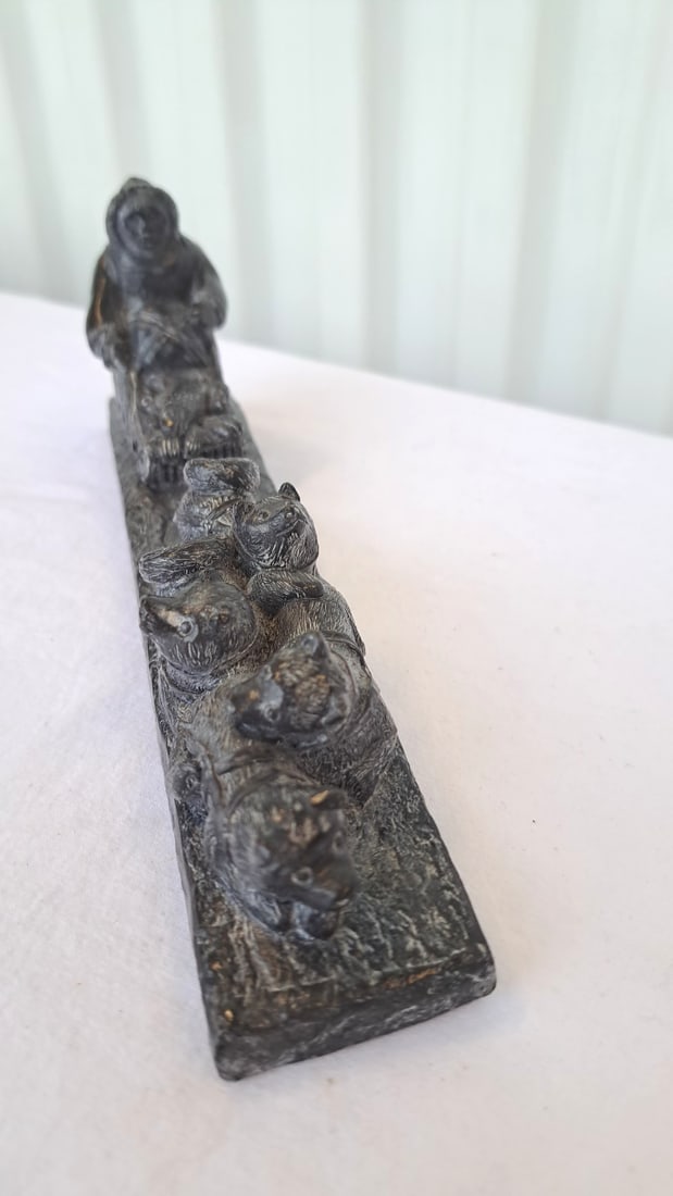 A Wolf Original Soapstone Eskimo With Dog Sled - 6