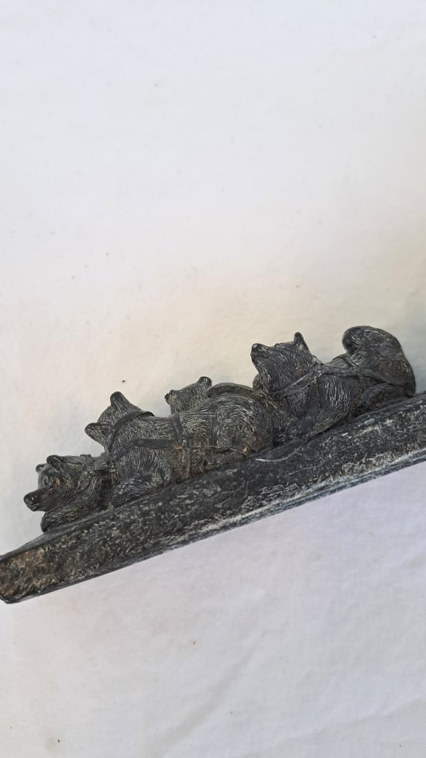 A Wolf Original Soapstone Eskimo With Dog Sled - 8