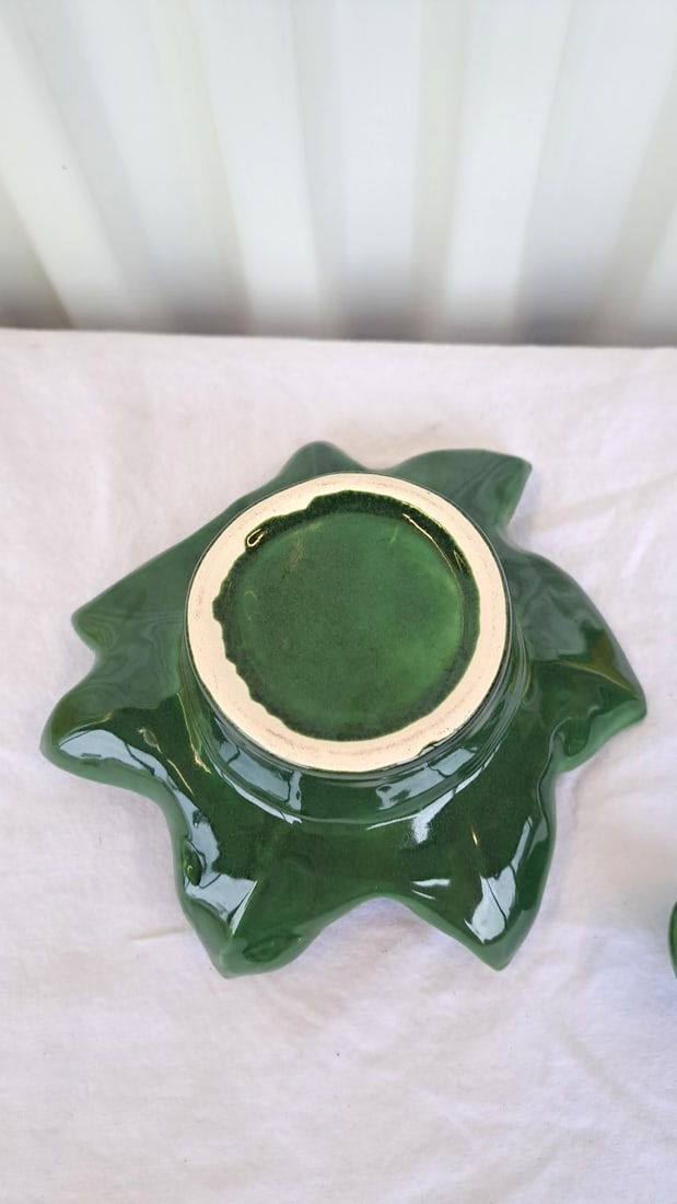 Ceramic Lemon Covered Condiment Bowl With Green Leaf Underplate And Spoon - 7