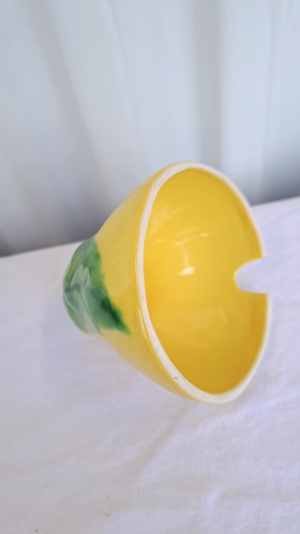 Ceramic Lemon Covered Condiment Bowl With Green Leaf Underplate And Spoon - 8