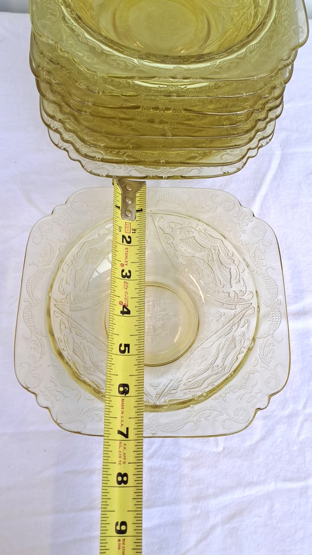 8 Amber Madrid Depression Glass Bowls 7in - 2