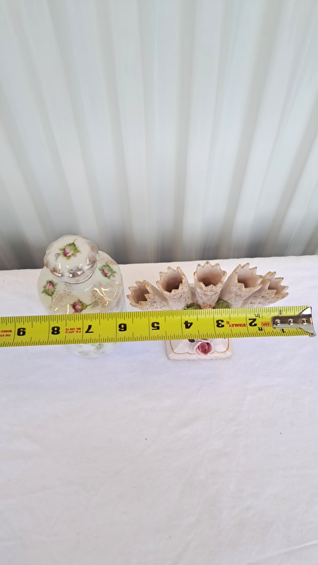 Lefton Porcelain Vase And Kelvin Bottle.With Lid - 3