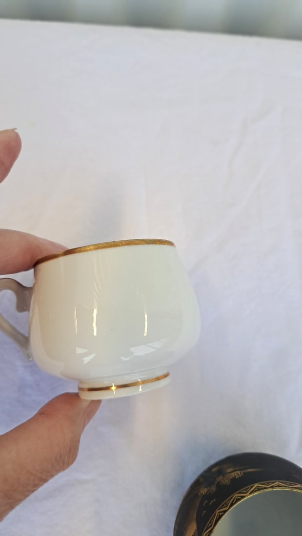 3 Japanese Porcelain Demitasse Cup Saucer Sets, Gilt Landscape And Floral Designs - 14