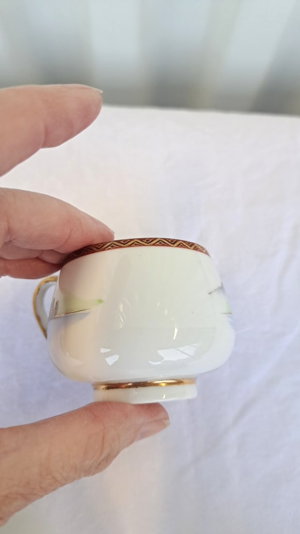 3 Japanese Porcelain Demitasse Cup Saucer Sets, Gilt Landscape And Floral Designs - 16