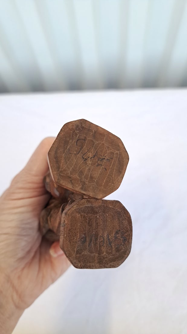 Pair Of Carved Wood Peasant Figurines - 7