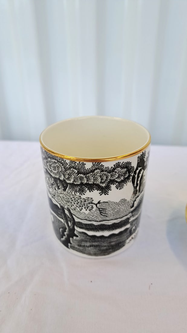 Copeland Spodes Italian Porcelain Cup And Saucer With Gold Rim, Scenic Landscape - 4