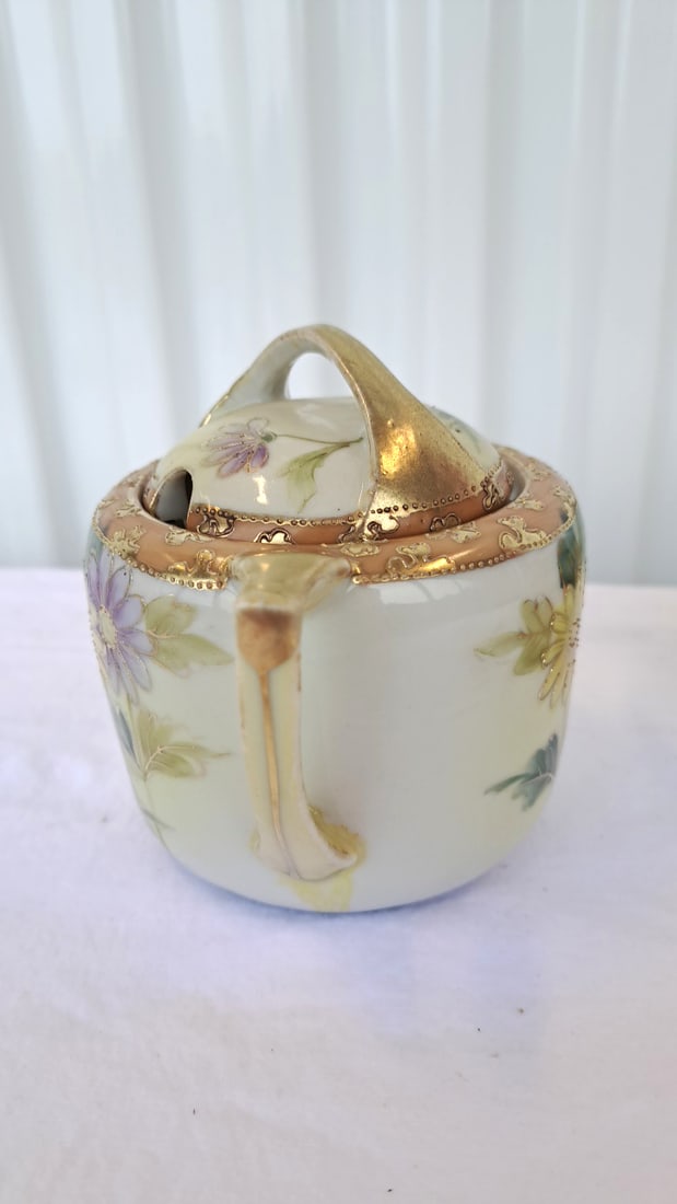 Hand Painted Nippon Porcelain Teapot And Pot With Ladle - 5