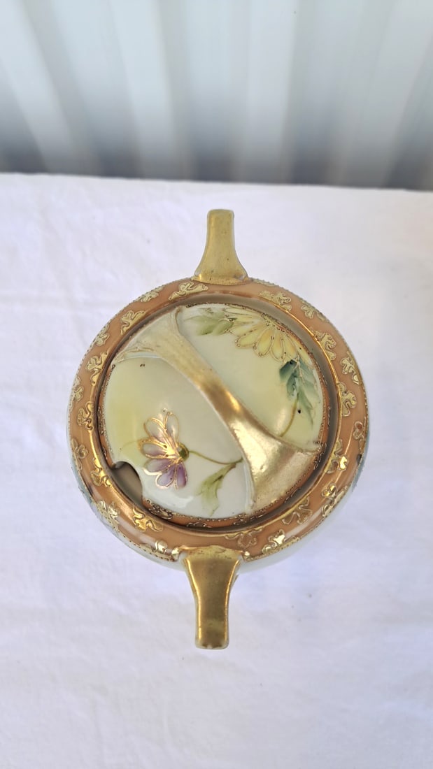Hand Painted Nippon Porcelain Teapot And Pot With Ladle - 6