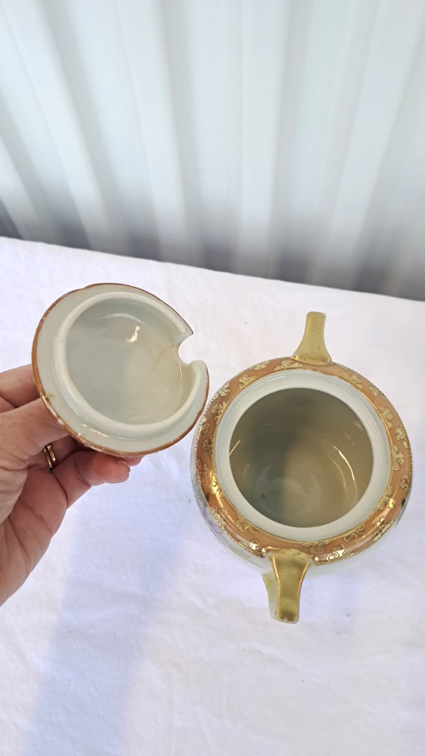 Hand Painted Nippon Porcelain Teapot And Pot With Ladle - 7