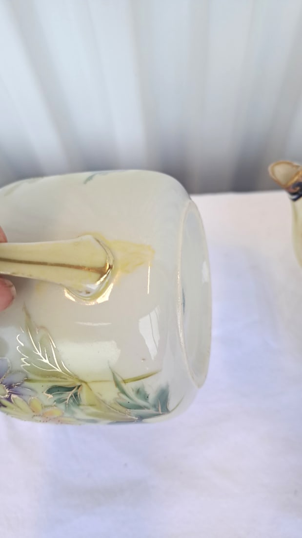 Hand Painted Nippon Porcelain Teapot And Pot With Ladle - 8