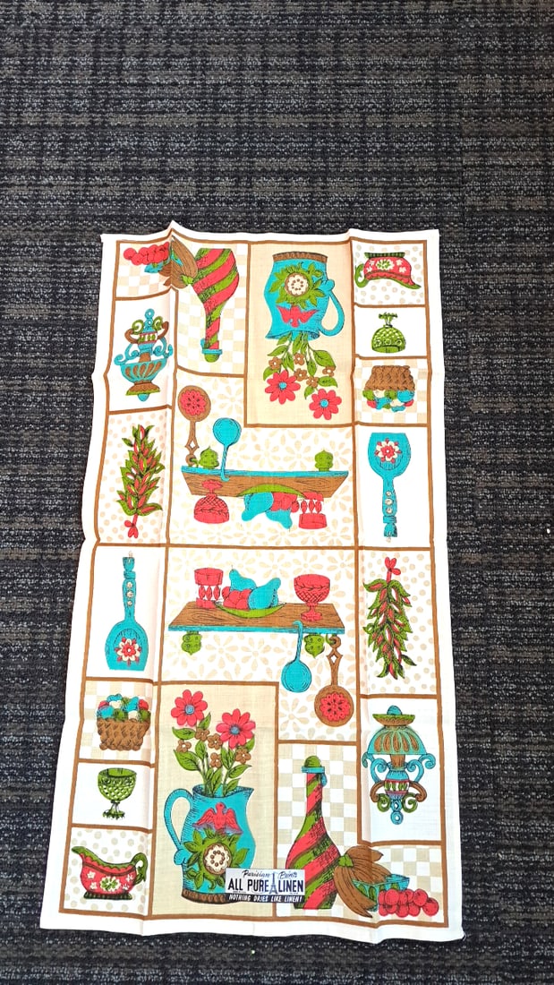 Parisian Prints All Pure Linen Tea Towel Lot Barn Dance Zodiac Floral Two With Tags - 7