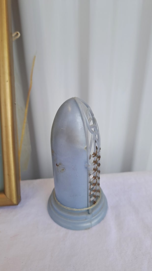 Virgin Mary Religious Decor Lot: Frosted Glass Statue, Framed Madonna & Child Art, Mini Shrine - 3