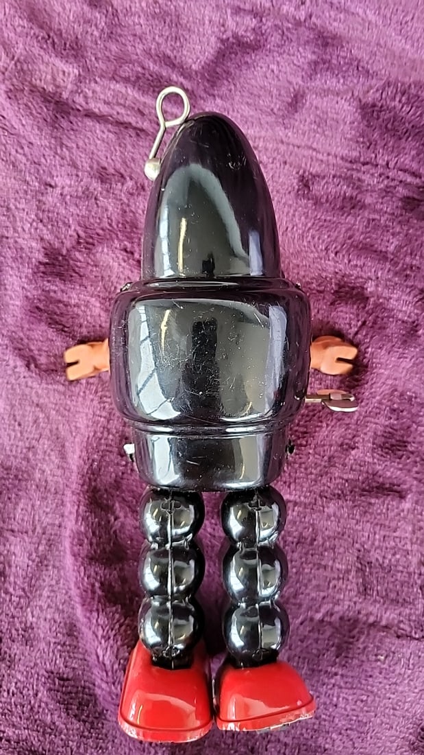 Black Robby The Robot Style Toy Red Feet Orange Claw Hands Japan - 2