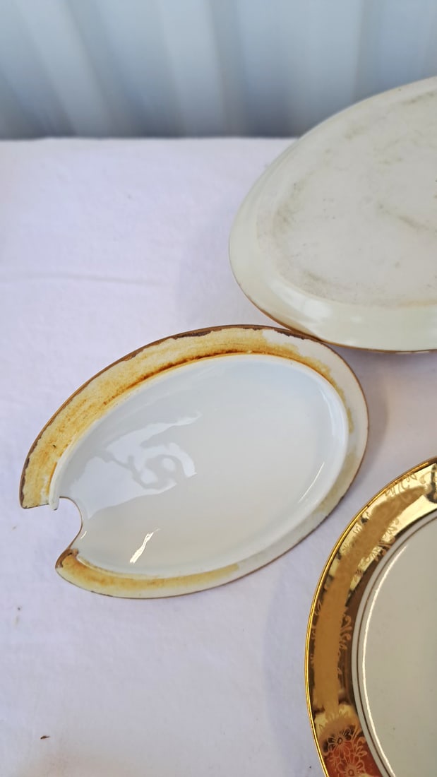 Al Ka Kunst Kronach Small Teacups And Limoges Style Covered Bowl Tea Cups, Saucers Covered Dish, Go - 11