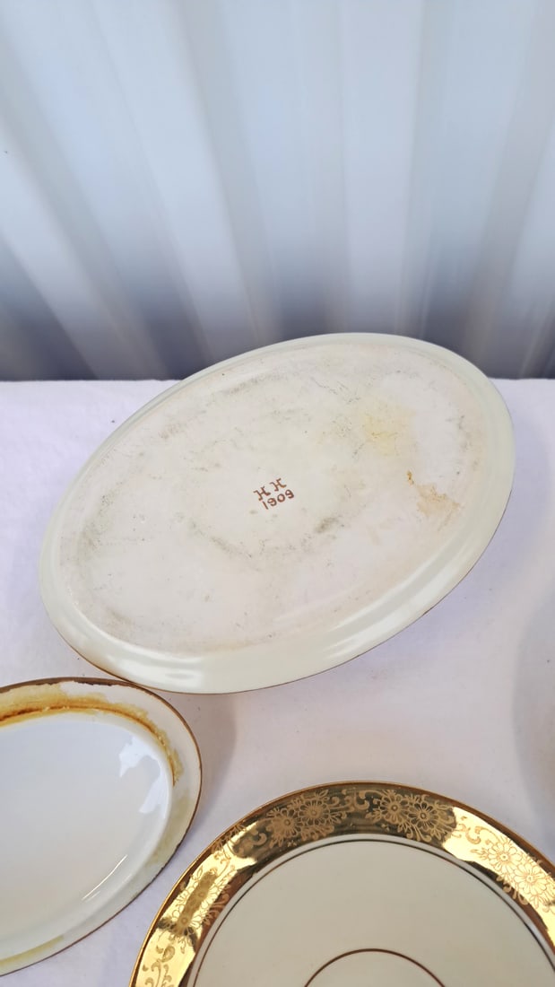 Al Ka Kunst Kronach Small Teacups And Limoges Style Covered Bowl Tea Cups, Saucers Covered Dish, Go - 12