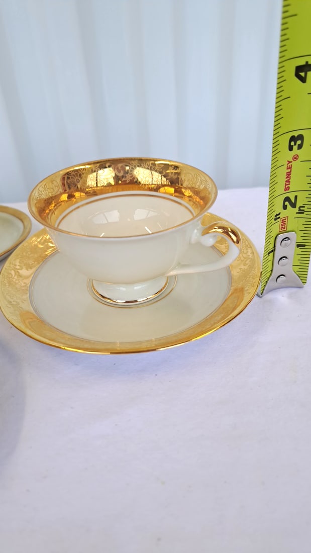 Al Ka Kunst Kronach Small Teacups And Limoges Style Covered Bowl Tea Cups, Saucers Covered Dish, Go - 3