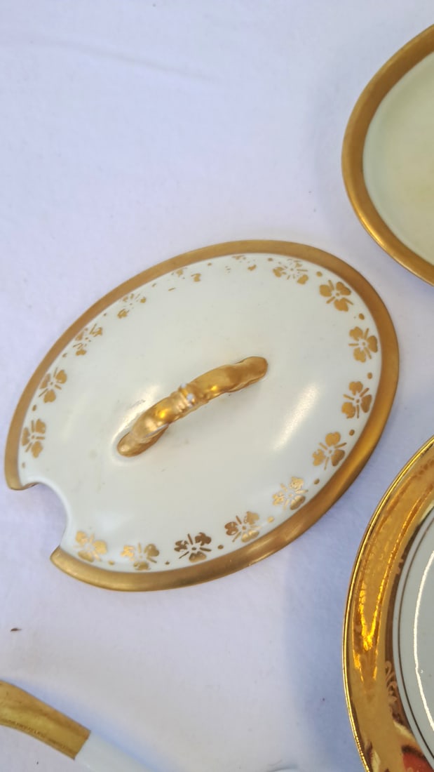 Al Ka Kunst Kronach Small Teacups And Limoges Style Covered Bowl Tea Cups, Saucers Covered Dish, Go - 8