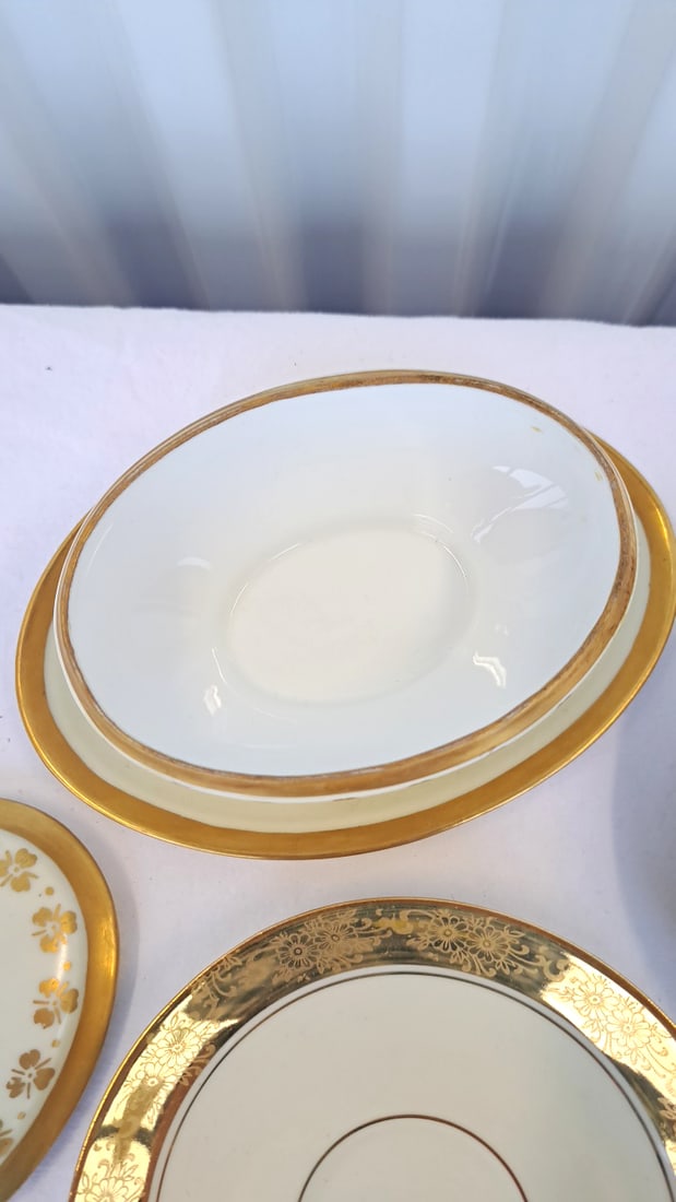 Al Ka Kunst Kronach Small Teacups And Limoges Style Covered Bowl Tea Cups, Saucers Covered Dish, Go - 9