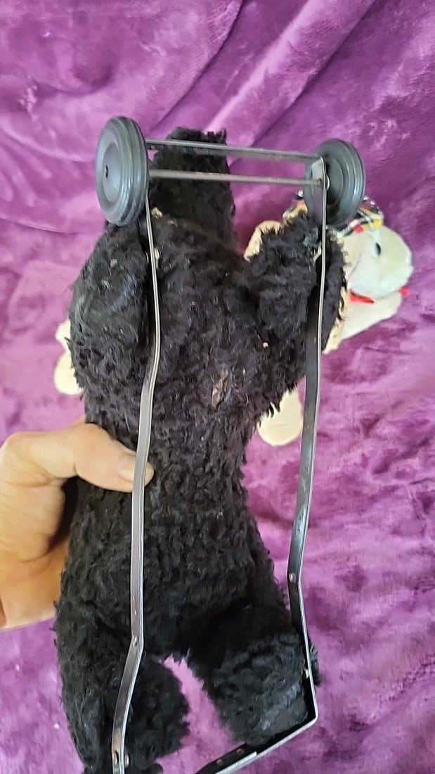 Lot Of 3 Plush Toy Dogs: Black Poodle On Wheels, Tan Dog, Plaid Outfit Dog - 6