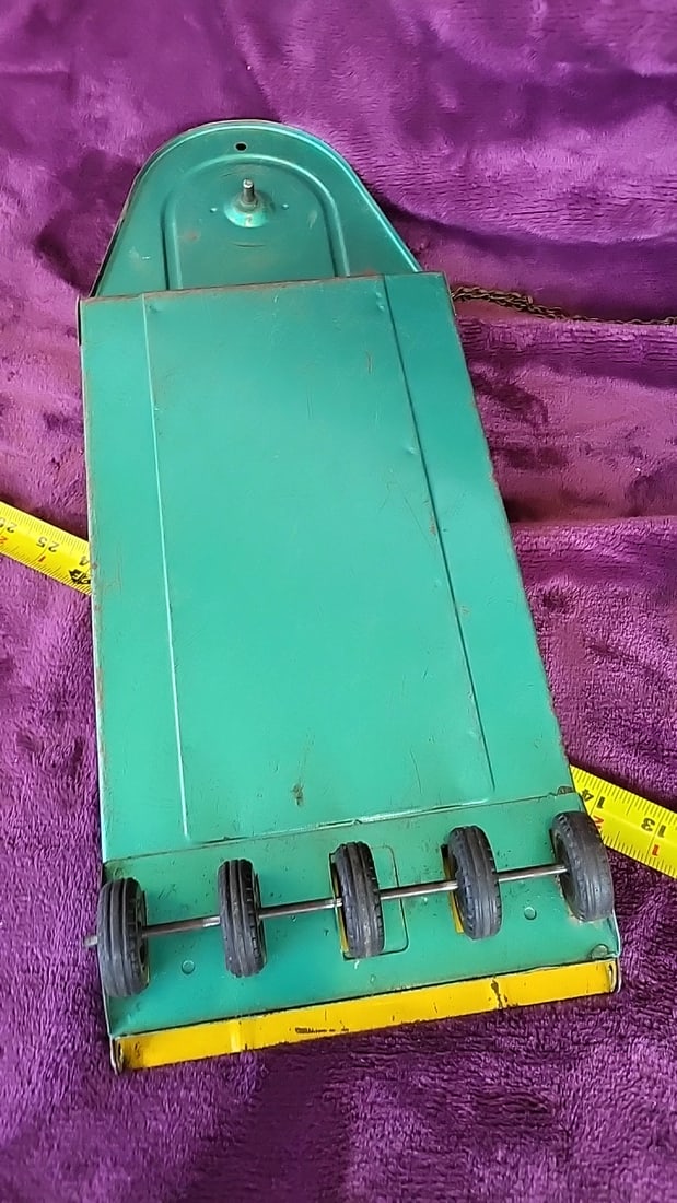Structo Pressed Steel Toy Truck And Trailer, Yellow And Teal, Approx. 30 In - 5