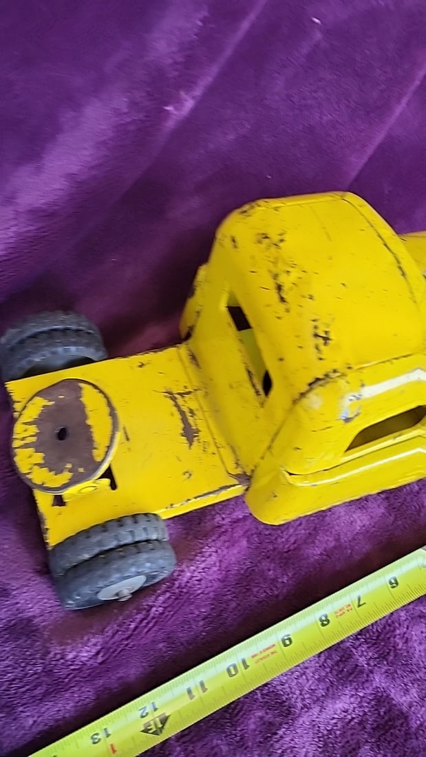 Structo Pressed Steel Toy Truck And Trailer, Yellow And Teal, Approx. 30 In - 6