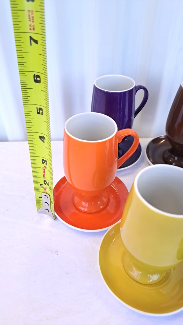 Japan Schmid Porcelain Footed Mug Saucer Set, 6 Colors - 2