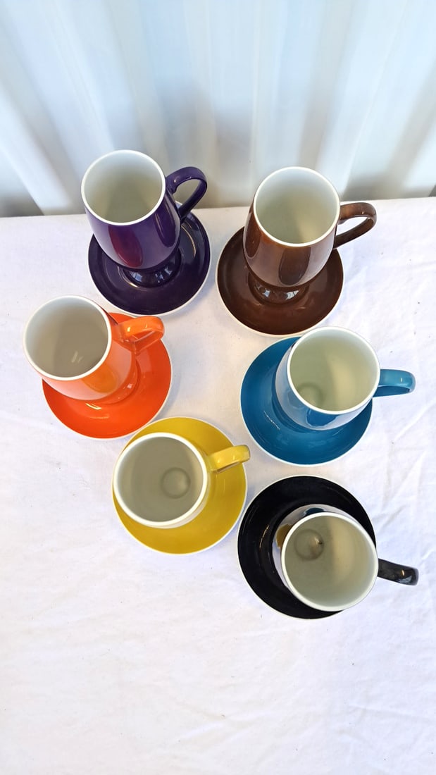 Japan Schmid Porcelain Footed Mug Saucer Set, 6 Colors - 3