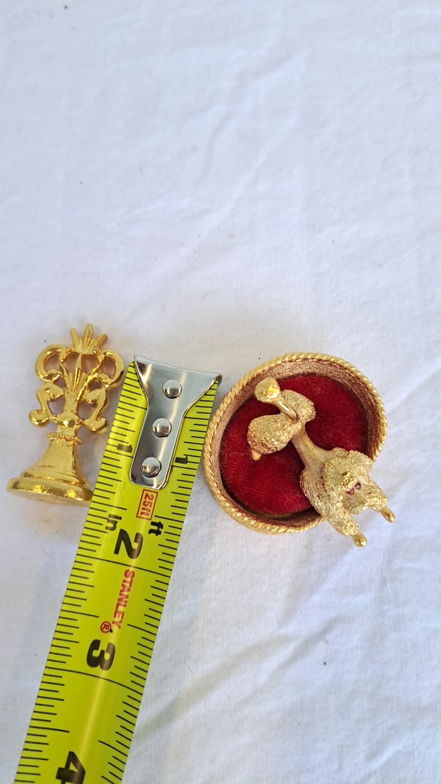 Gold-tone Poodle In Basket And S Sealing Wax Stamp - 3